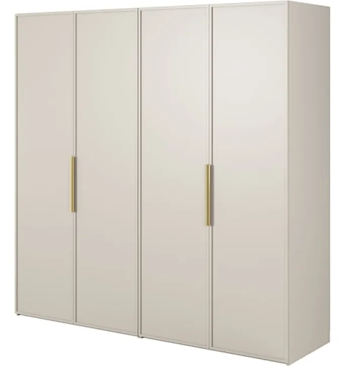 Szafa czterodrzwiowa Frame z drążkiem i półkami 200 cm Szary beż