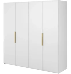Szafa czterodrzwiowa Frame z dwoma drążkami 200 cm Biała
