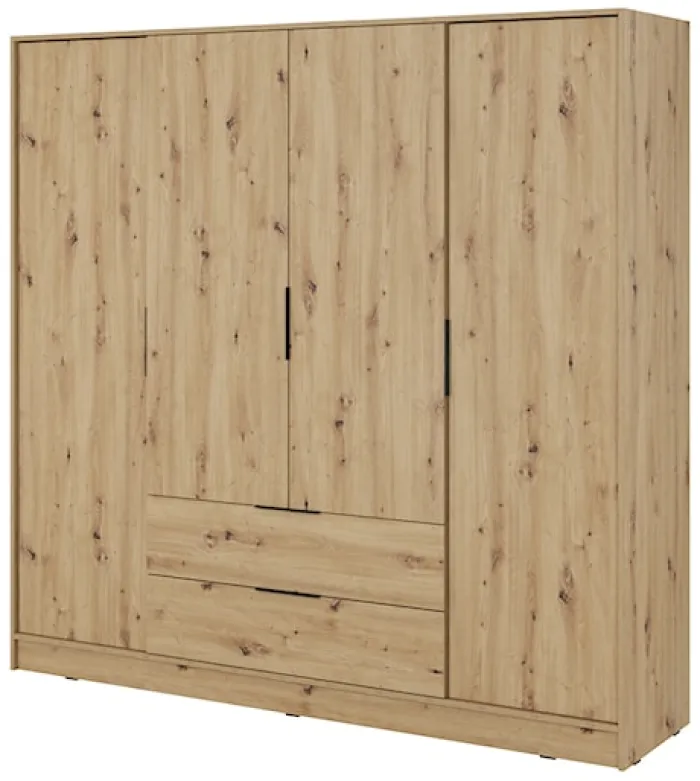 Szafa czterodrzwiowa Kelly z dwiema szufladami 206 cm dąb artisan