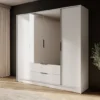 Szafa czterodrzwiowa Kelly z lustrem i dwiema szufladami 206 cm szarobeżowa