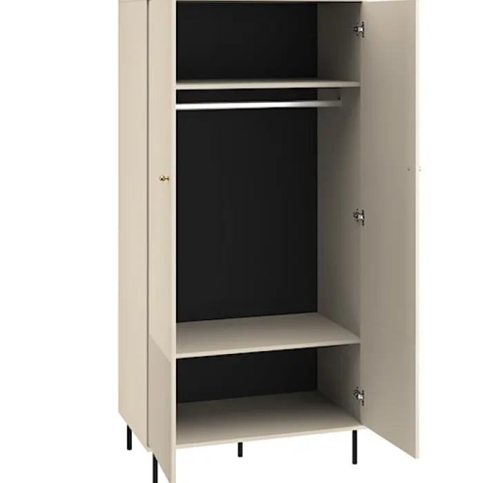 Szafa dwudrzwiowa Caletto 92 cm ozdobne lamele beżowa