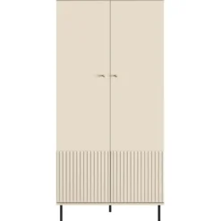 Szafa dwudrzwiowa Caletto 92 cm ozdobne lamele beżowa