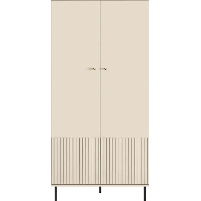 Szafa dwudrzwiowa Caletto 92 cm ozdobne lamele beżowa