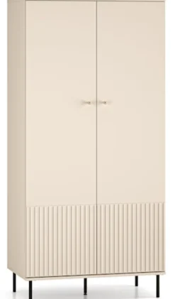 Szafa dwudrzwiowa Caletto 92 cm ozdobne lamele beżowa