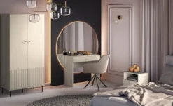 Szafa dwudrzwiowa Caletto 92 cm ozdobne lamele beżowa