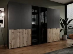 Szafa dwudrzwiowa Sandbox ze szklanym frontem 100 cm czarna