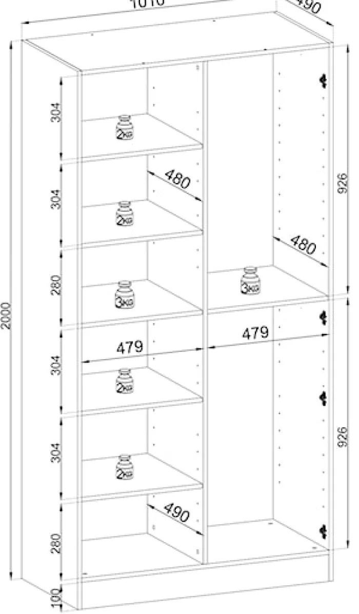 Szafa dwudrzwiowa Sandbox ze szklanym frontem 100 cm szara