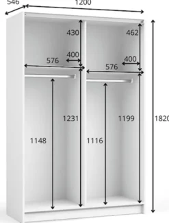 Szafa przesuwna Fiaso dwudrzwiowa z lustrem 120 cm biała