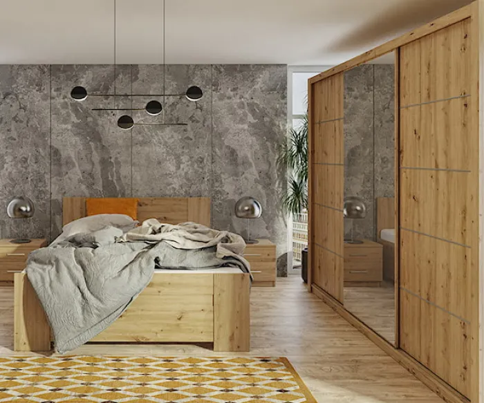 Szafa przesuwna z lustrem Rinker 250 cm Dąb artisan