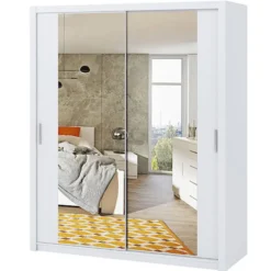 Szafa Rinker 180 cm z lustrem Biały