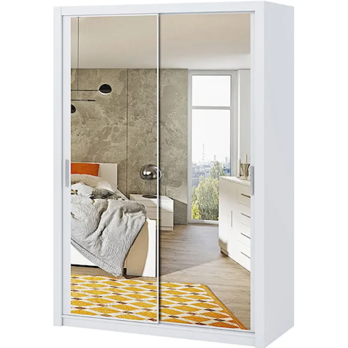 Szafa Rinker 150 cm z lustrem Biały