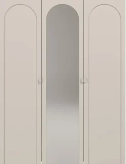 Szafa trzydrzwiowa Arkadia z frezowanym frontem i lustrem 150 cm kaszmir
