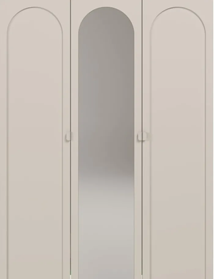 Szafa trzydrzwiowa Arkadia z frezowanym frontem i lustrem 150 cm kaszmir
