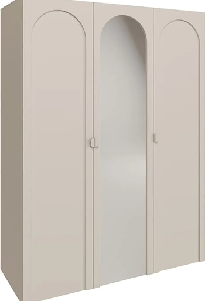 Szafa trzydrzwiowa Arkadia z frezowanym frontem i lustrem 150 cm kaszmir