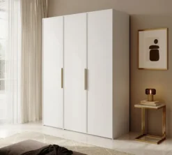 Szafa trzydrzwiowa Frame z drążkiem i półkami 150 cm Biała