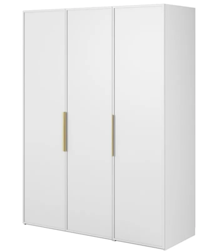 Szafa trzydrzwiowa Frame z drążkiem i półkami 150 cm Biała