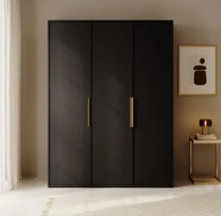 Szafa trzydrzwiowa Frame z dwoma drążkami 150 cm Czarna