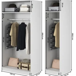 Szafa trzydrzwiowa Frame z dwoma drążkami 150 cm Czarna