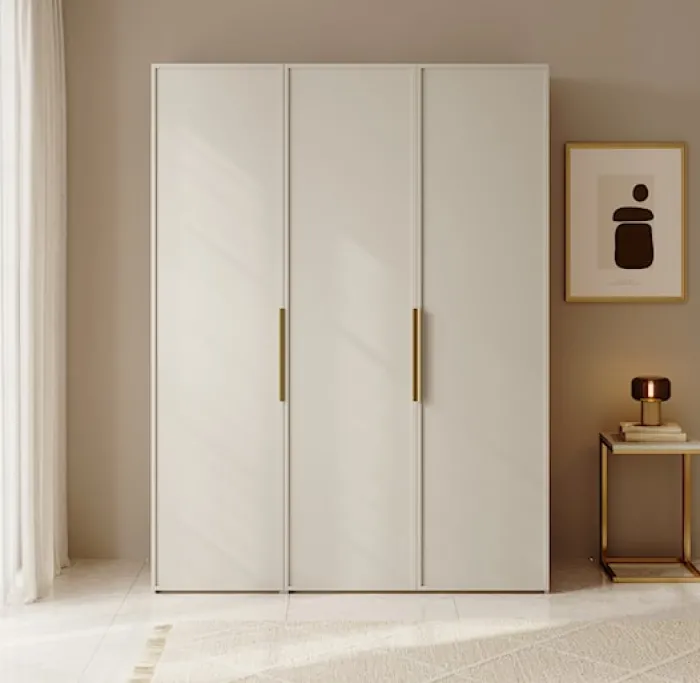Szafa trzydrzwiowa Frame z dwoma drążkami 150 cm Szary beż