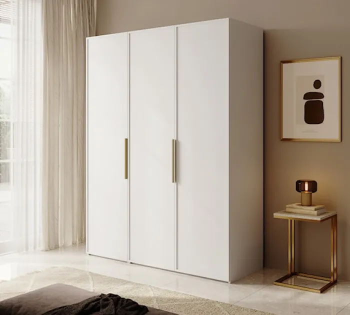 Szafa trzydrzwiowa Frame z dwoma drążkami 150 cm Biała