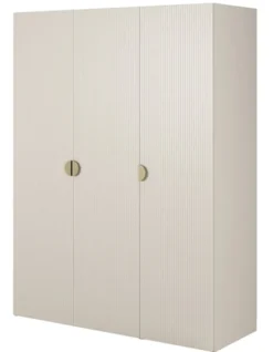 Szafa trzydrzwiowa Moonir z długim drążkiem i siedmioma półkami 150 cm Szary beż