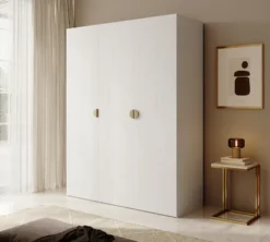 Szafa trzydrzwiowa Moonir z dwoma drążkami 150 cm Biała