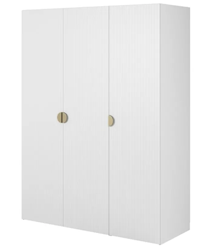 Szafa trzydrzwiowa Moonir z drążkiem i półkami 150 cm Biała