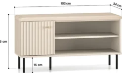 Szafka na buty Caletto 102 cm z siedziskiem ozdobne lamele beżowa