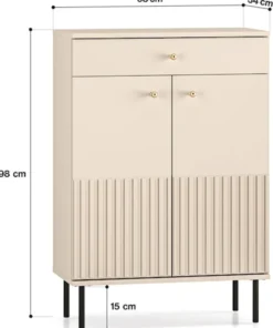 Szafka na buty Caletto 68 cm z szufladą ozdobne lamele beżowa