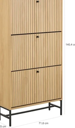 Szafka na buty Pously z trzema przegrodami 71,6 cm dąb naturalny