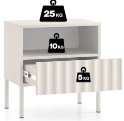 Szafka nocna Derriva z ryflowanymi frontami 50 cm kaszmir