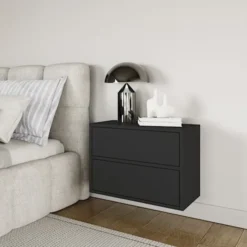 Szafka nocna Framme wisząca z dwiema szufladami 50 cm czarna