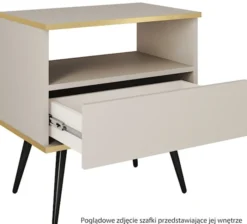 Szafka nocna Glinte z szulfadą 54 cm czarna ze złotymi nogami