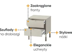 Szafka nocna Harmony z dwiema szufladami kaszmir