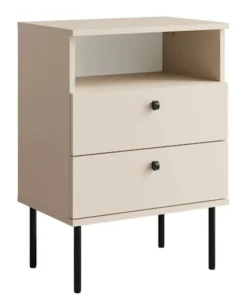 Szafka nocna High z dwiema szufladami 50 cm beżowa