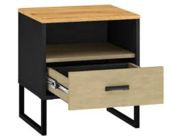 Szafka nocna młodzieżowa Colt z wnęką i szufladą 45 cm dąb craft/czarny/stal