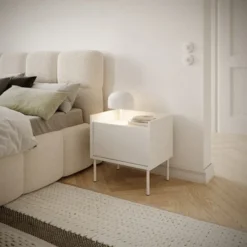 Szafka nocna Tovi jednodrzwiowa 50 cm biała/dąb lindberg