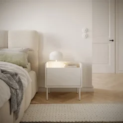 Szafka nocna Tovi jednodrzwiowa 50 cm biała/dąb lindberg