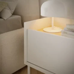 Szafka nocna Tovi jednodrzwiowa 50 cm biała/dąb lindberg