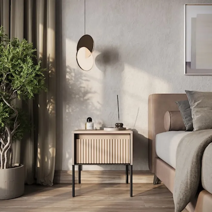 Szafka nocna Trend 46 cm z LED Beżowa