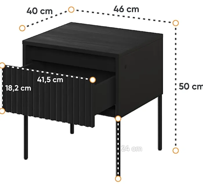 Szafka nocna Trend 46 cm z LED Czarna
