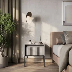 Szafka nocna Trend 46 cm z LED Szara