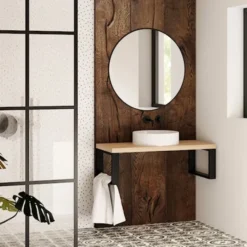 Szafka pod umywalkę Lunne wisząca z dwoma uchwytami na ręcznik czarna 43/95 cm