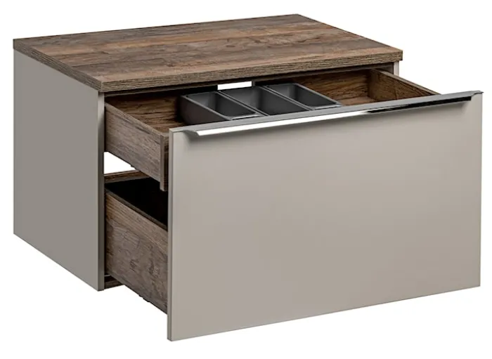 Szafka pod umywalkę Olimmi 80 cm szara/dąb santa z blatem