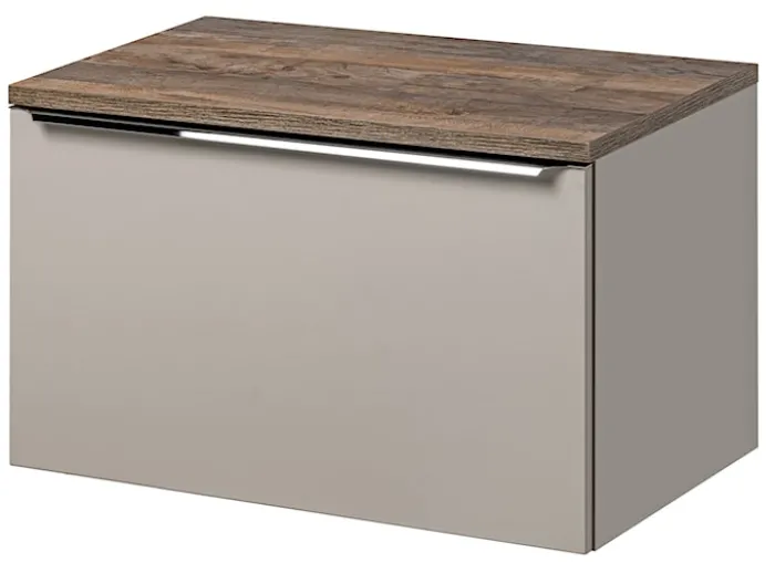 Szafka pod umywalkę Olimmi 80 cm szara/dąb santa z blatem