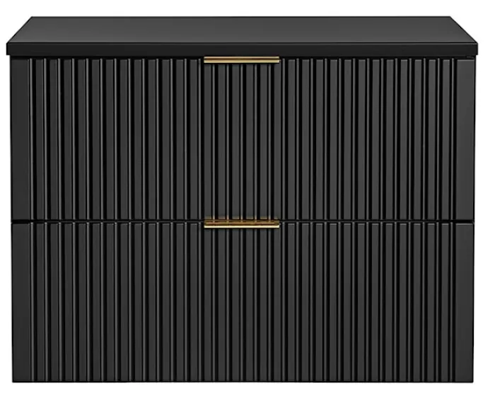 Szafka pod umywalkę Temirni 80 cm czarna lamele z blatem