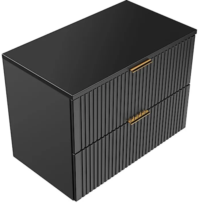 Szafka pod umywalkę Temirni 80 cm czarna lamele z blatem