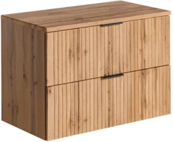 Szafka pod umywalkę Temirni 80 cm dąb wotan lamele z blatem