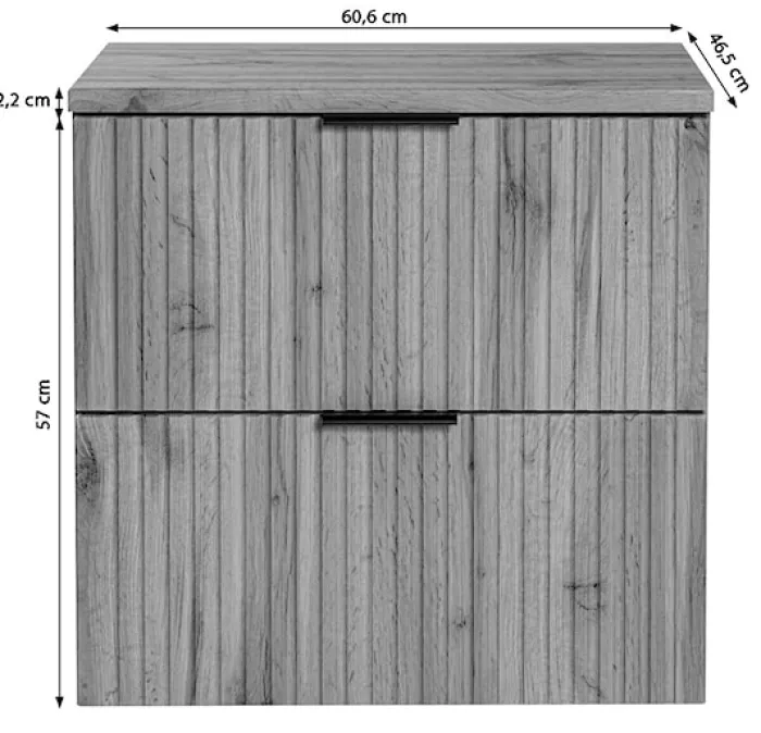 Szafka pod umywalkę Temirni 60 cm dąb wotan lamele z blatem