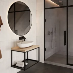 Szafka pod umywalkę Trinso wisząca z półką czarna 43/75 cm